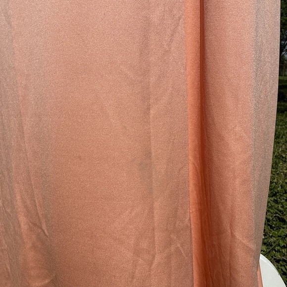 Vtg 70s Peach Lace Maxi Dress Sheer Sleeve Prairie Romantic Union Made Victorian - Picture 11 of 15